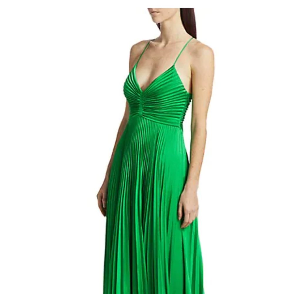 A.L.C. Green Pleated Maxi Dress